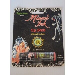 Miami Ink UVA UVB SPF 15 Apple Blast Aloe Vitamin E Lip Tattoo Shield Balm NIP